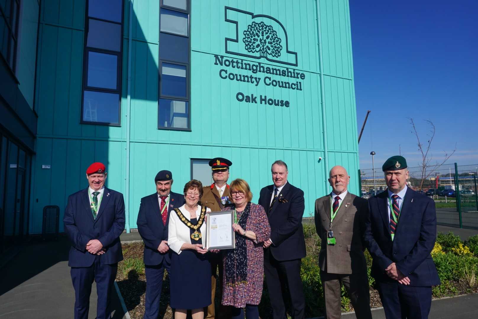 Council recognised for ongoing support of Nottinghamshire's Armed Forces community