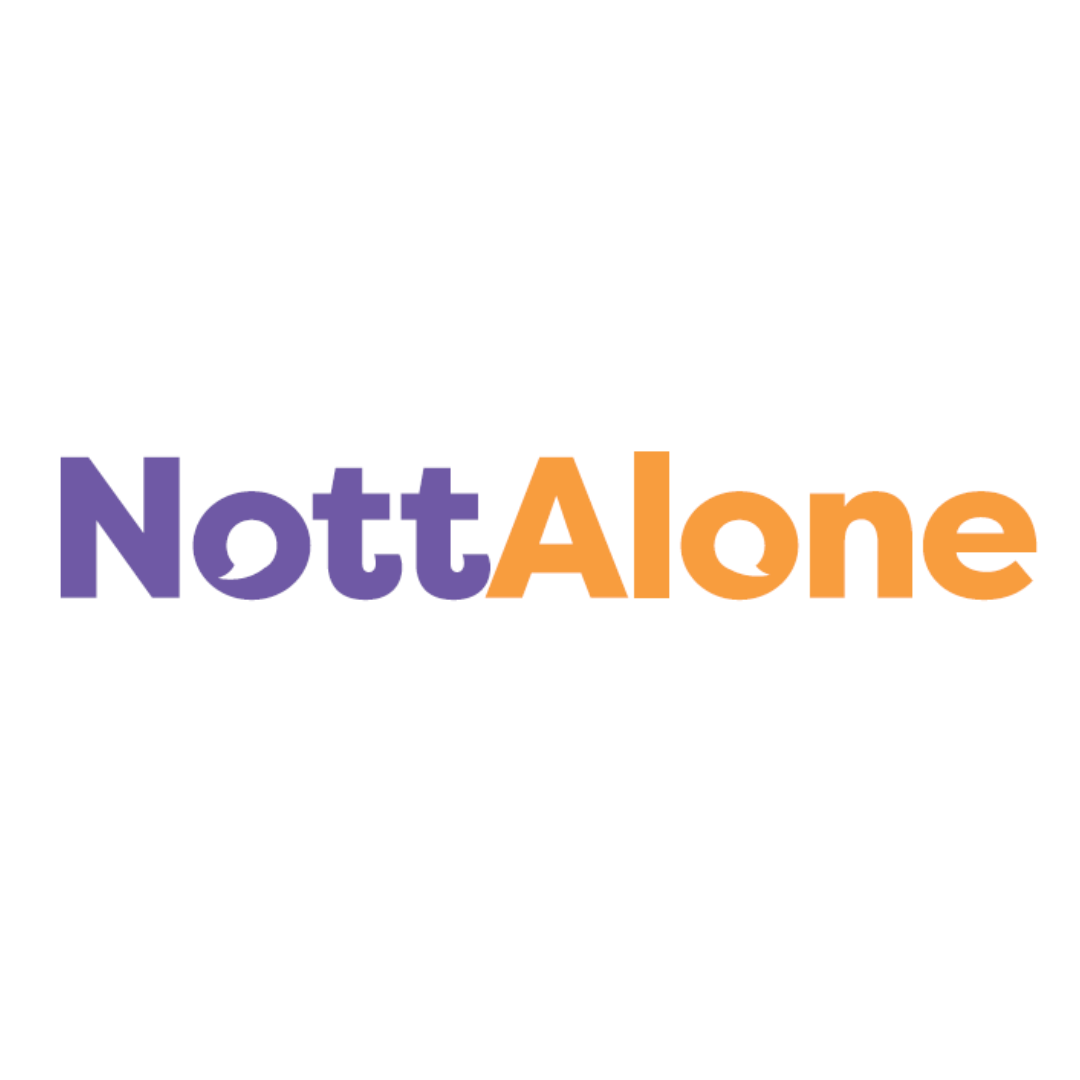 NottAlone logo in purple and orange