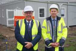 Nottinghamshire County Council leader, Councillor Mick Barton, is pictured with St Peter's Junior School headteacher, Michael Bradley.